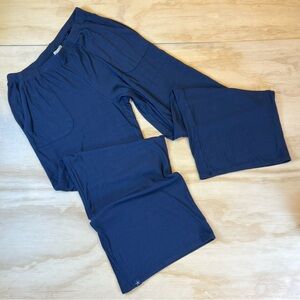 Barefoot Dreams Malibu Ultra Soft Rib Patch Pocket Pant Indigo Color Size S